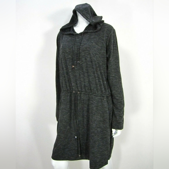 Michael Kors Black Grey Heather Basics Hooded Lounge Dress - Picture 1 of 9